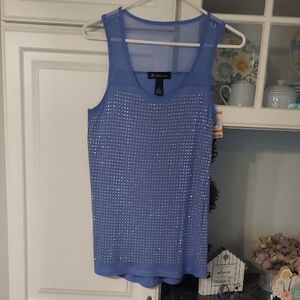 INC International Concepts Sequin Blue Sleeveless Tank